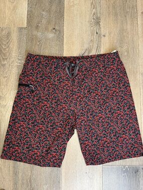 Prana Black Skirt with Red and Gray Floral Trim 1003